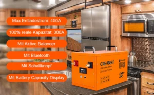 lifepo4 akku 300ah 12.8v für wohnmobil, wohnwagen, camping, solaranlagen, off grid, backup stromversorgung mit bluetooth