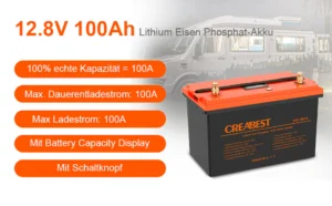 lifepo4 akku 100ah 12,8v für wohnmobil, wohnwagen, camping, boot, solaranlagen, off grid, boote, backup stromversorgung